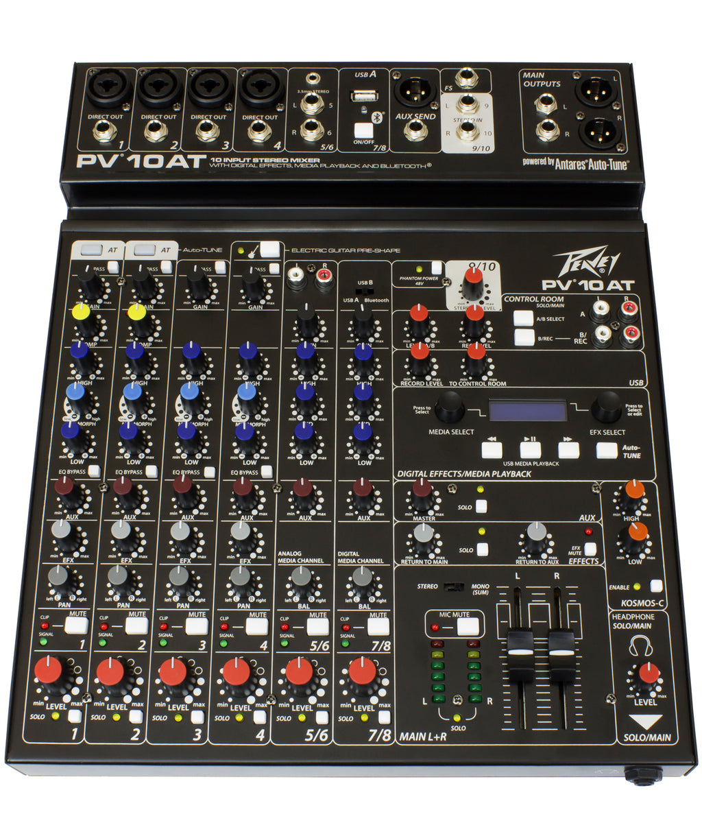 PEAVEY PV10AT 10-CHANNEL COMPACT MIXER WITH BLUETOOTH & AUTO-TUNE