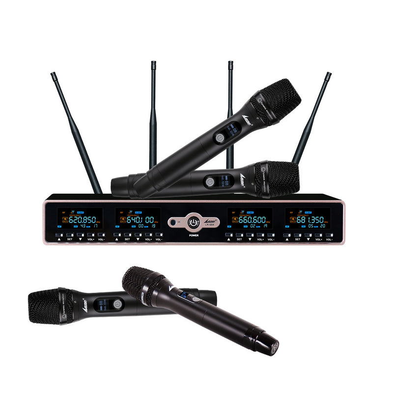 LANE PRO LR664 DIGITAL 4 UHF HANDHELD WIRELESS MICROPHONE SET