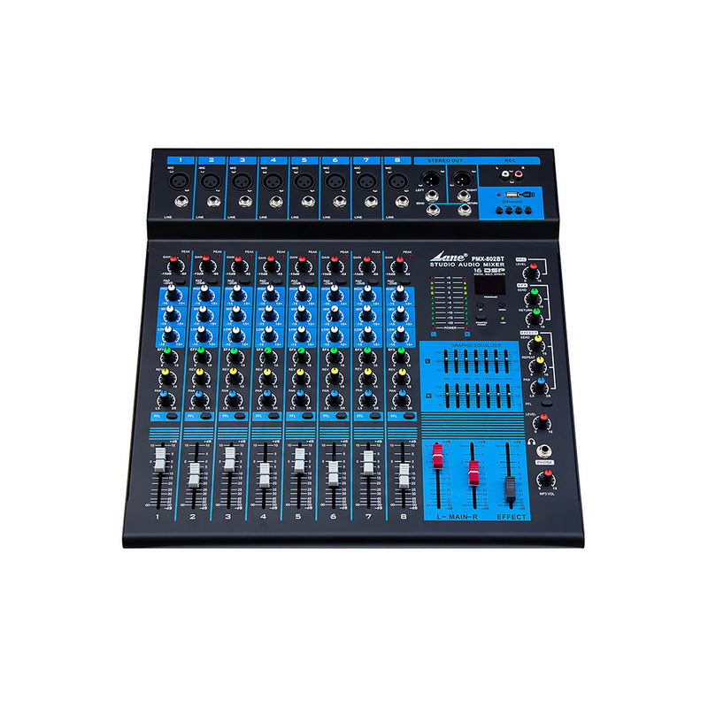 LANE PRO PMX-802BT 8-CHANNEL MIXER WITH BLUETOOTH