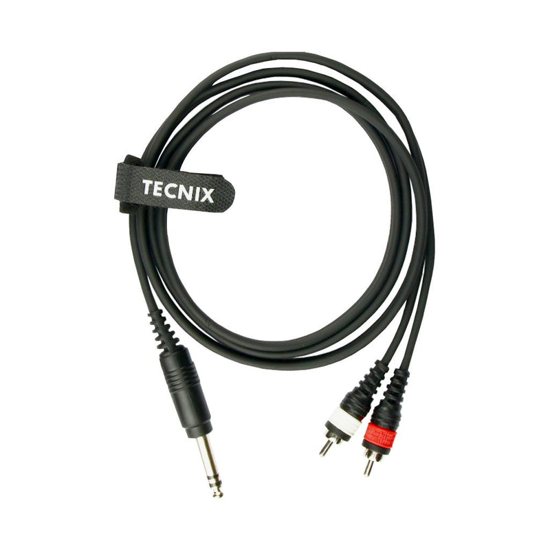 TECNIX 1/4" STEREO JACK MALE TO DUAL RCA MALE 1.5M CABLE